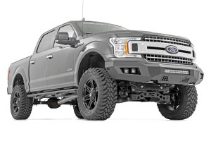 Ford F-150 Front Bumper - Rough Country - LED Bumper with 2in LED Cubes and 20in Light Bar - Flat Black - '18-'20
